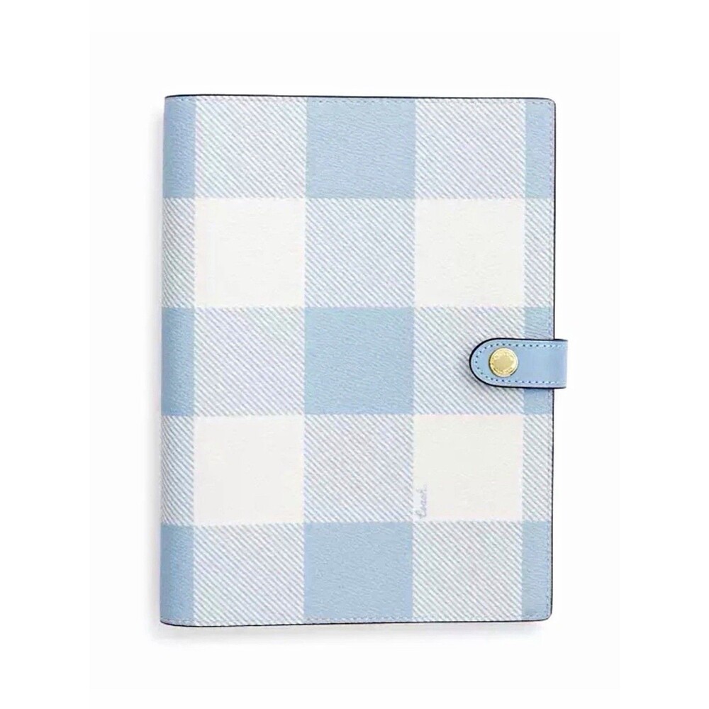 Coach Notebook Journal Snap Closure Blue Gingham Print CFA43 NWT